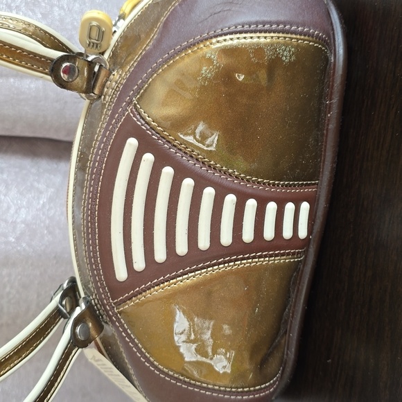 NWT Vintage Alaluna 1990s Brown & Tan Leather Football Retro Rare Y2K Mini Bag - Picture 5 of 9